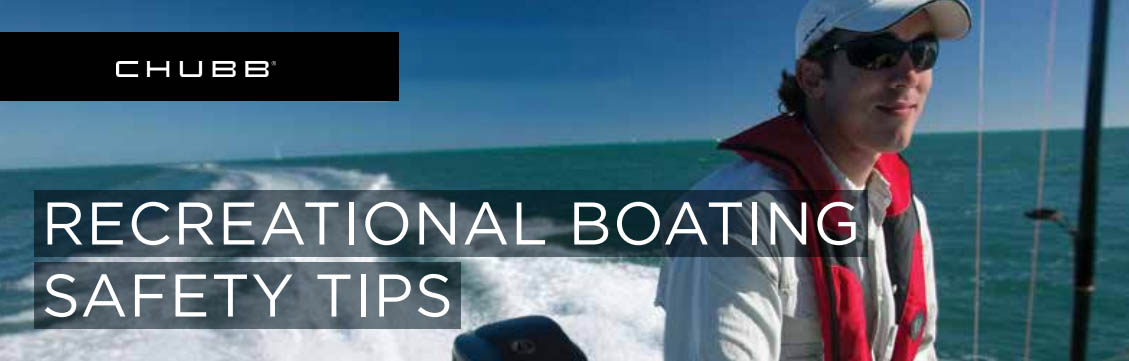 young man on a boat as part of a graphic for the ace recreational marine insurance offering