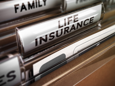 filing cabinet tabs with a focus on the life insurance tab