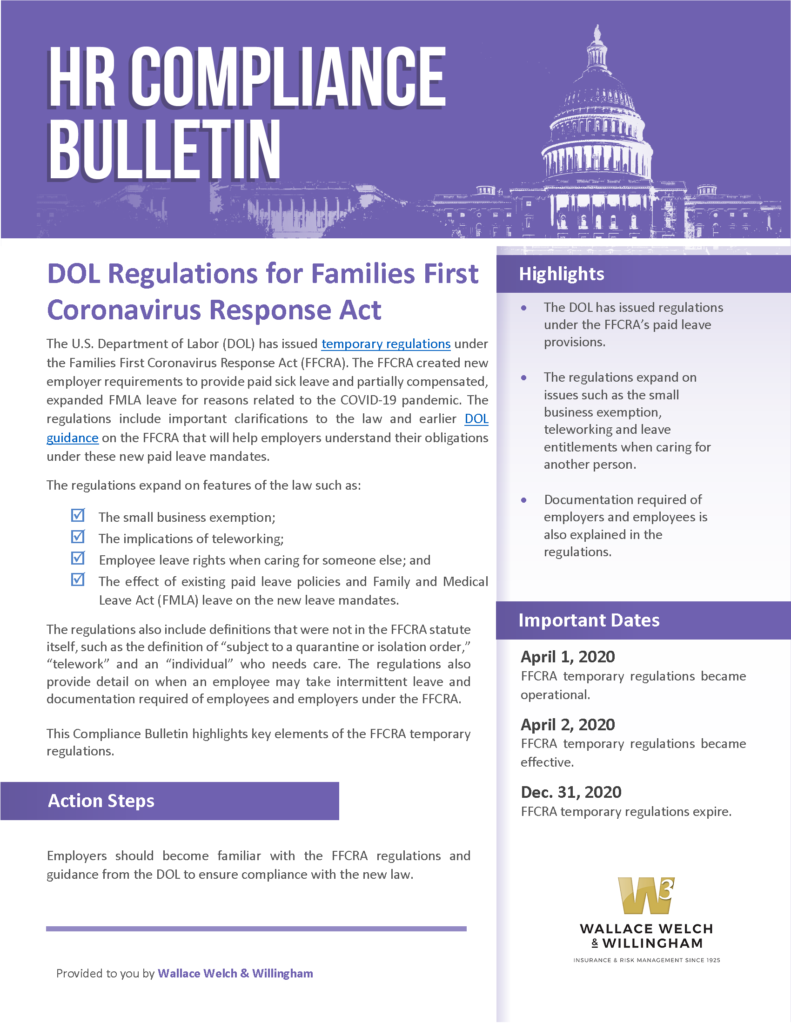 HR Compliance Bulletin: DOL FFCRA Regulations